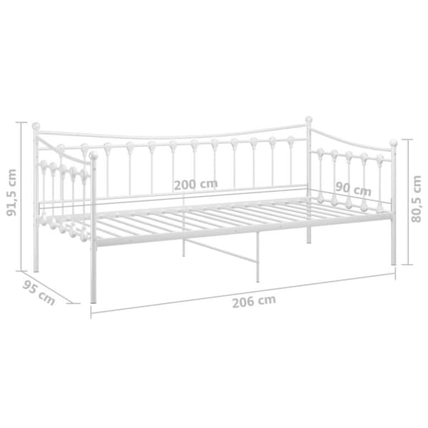 vidaXL Sängram bäddsoffa vit metall 90x200 cm