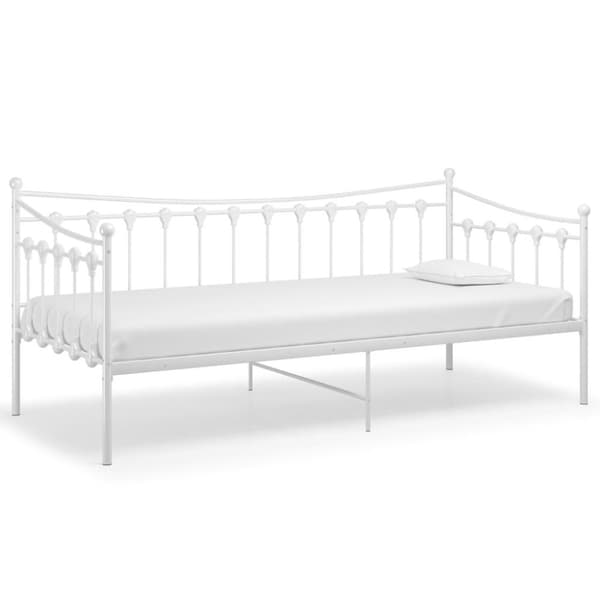vidaXL Sängram bäddsoffa vit metall 90x200 cm