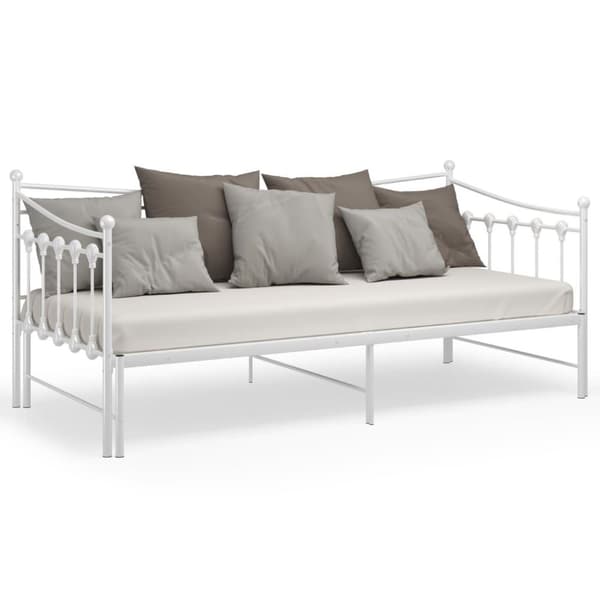vidaXL Utdragbar sängram bäddsoffa vit metall 90x200 cm