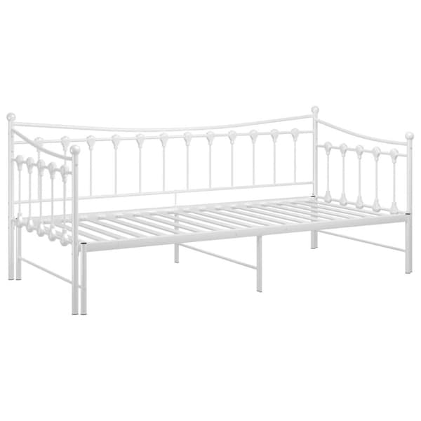 vidaXL Utdragbar sängram bäddsoffa vit metall 90x200 cm