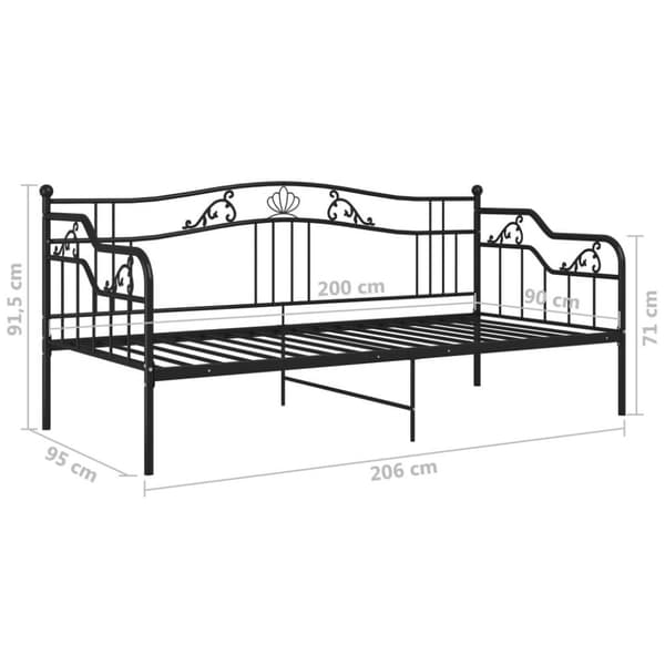 vidaXL Sohvasängyn runko musta metalli 90x200 cm