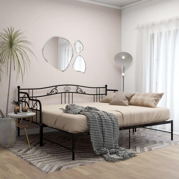 vidaXL Vuodesohvan runko musta metalli 90x200 cm