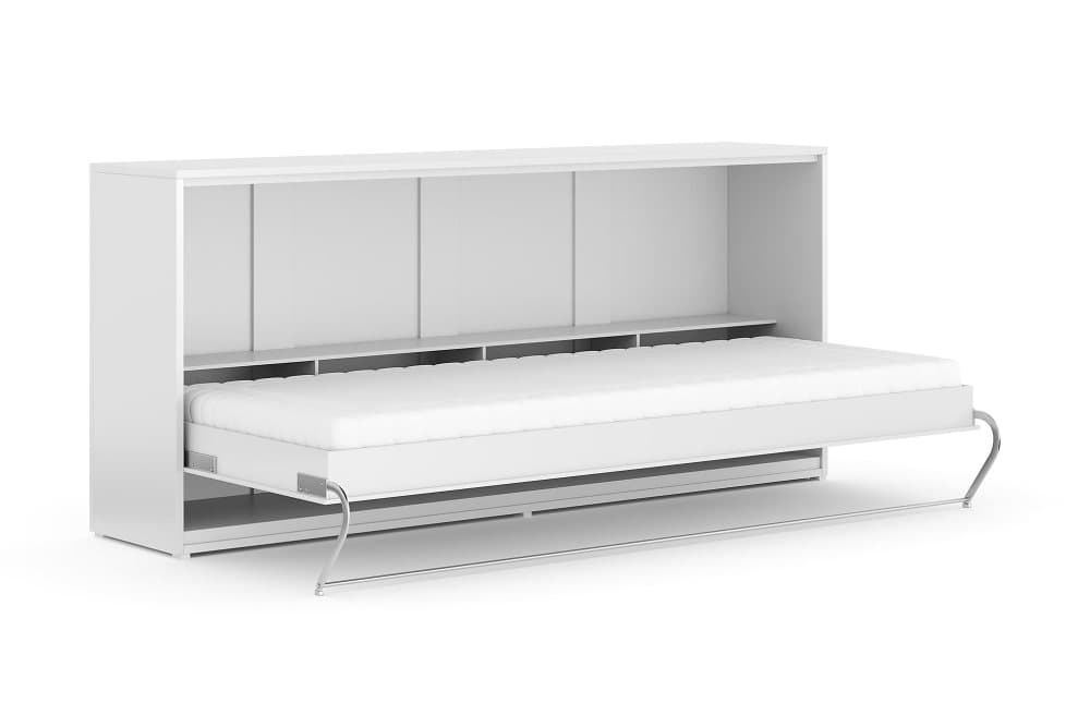 COMPACT sängskåp vit högglans 90x200cm Lyx madrass