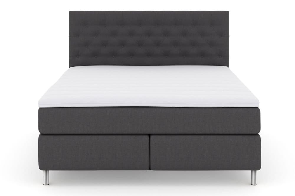 LEXI No 3 Kontinentalsäng 210 Fast Mörkgrå/Metall