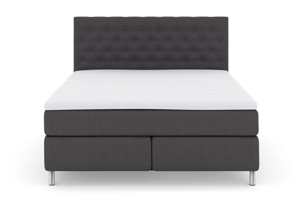 LEXI No 3 Kontinentalsäng 180 Fast/Medium Mörkgrå/Metall