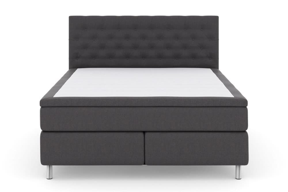 LEXI No 4 Kontinentalsäng 180 Fast/Medium Mörkgrå/Metall