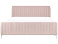 Pikkukuva 5 / 10: Parisänky pastellipinkki sametti verhoiltu metallijalat 180 x 200 cm sälepohjalla tikatut päädyt moderni tyyli