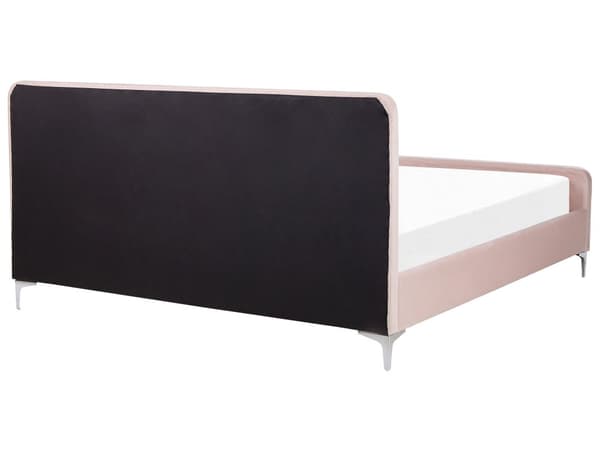 Parisänky pastellipinkki sametti verhoiltu metallijalat 180 x 200 cm sälepohjalla tikatut päädyt moderni tyyli