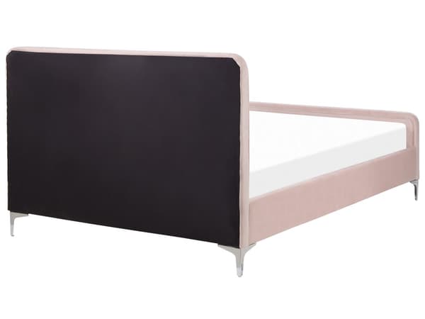 Parisänky pastellipinkki sametti verhoiltu metallijalat 140 x 200 cm sälepohjalla tikatut päädyt moderni tyyli