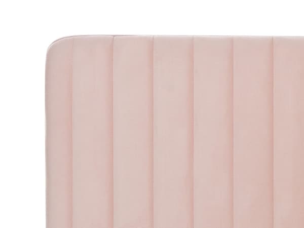 Parisänky pastellipinkki sametti verhoiltu metallijalat 140 x 200 cm sälepohjalla tikatut päädyt moderni tyyli