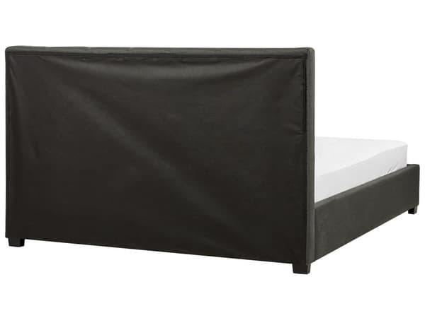 Seng Mørkegrå Polyester 160 x 200 cm Moderne Blød Polstret Dobbeltseng med Opbevaring Skuffer Under Tuftet Sengegavl Soveværelse Kvalitetsseng