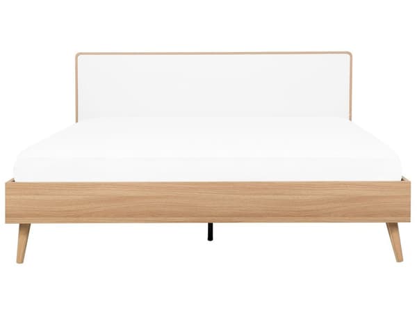 Seng hvid lyst træ 180 x 200 cm med ramme og sengegavl skandinavisk minimalistisk design