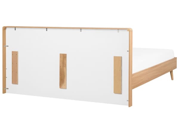 Seng hvid lyst træ 180 x 200 cm med ramme og sengegavl skandinavisk minimalistisk design