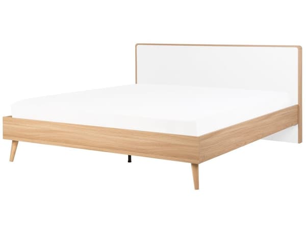 Seng hvid lyst træ 180 x 200 cm med ramme og sengegavl skandinavisk minimalistisk design