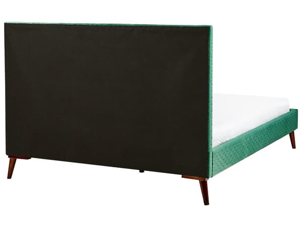 Mørkegrøn Velourseng med en Ramme 140 x 200 cm med en Sengegavl i Retro Stil