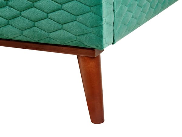 Mørkegrøn Velourseng med en Ramme 140 x 200 cm med en Sengegavl i Retro Stil