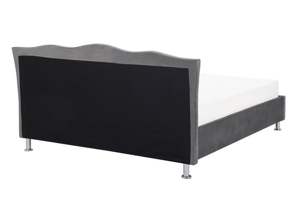 Mørkegrå Velour Seng 140 x 200 cm med Dekorativ Sengegavl med Krystaller og Nitter