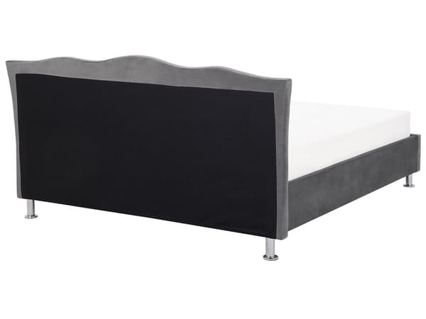 Mørkegrå Velour Seng 160 x 200 cm med Dekorativ Sengegavl med Krystaller og Nitter