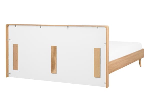 Seng hvid lyst træ 140 x 200 cm med ramme og sengegavl skandinavisk minimalistisk design