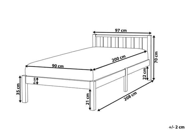 Seng med Stel Hvid Fyrretræ 90 x 200 cm Skandinavisk Stil