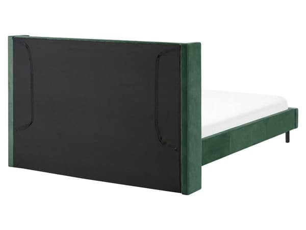 Grøn velour dobbeltseng 160 x 200 cm med retro nakkestøtteramme