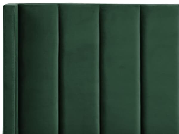 Grøn velour dobbeltseng 160 x 200 cm med retro nakkestøtteramme