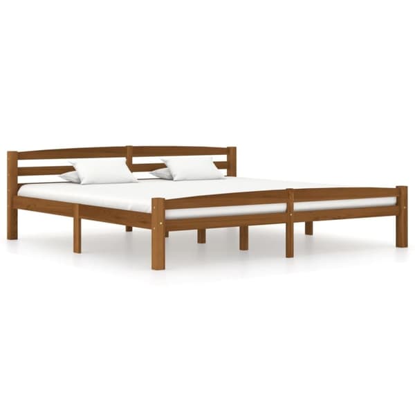vidaXL Sengeramme honningbrun heltre furu 200x200 cm