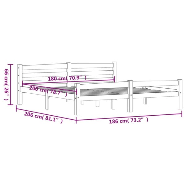 vidaXL sengestel 180x200 cm massivt fyrretræ