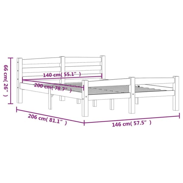vidaXL sengeramme uden madras massivt fyrretræ 140x200 cm honningbrun