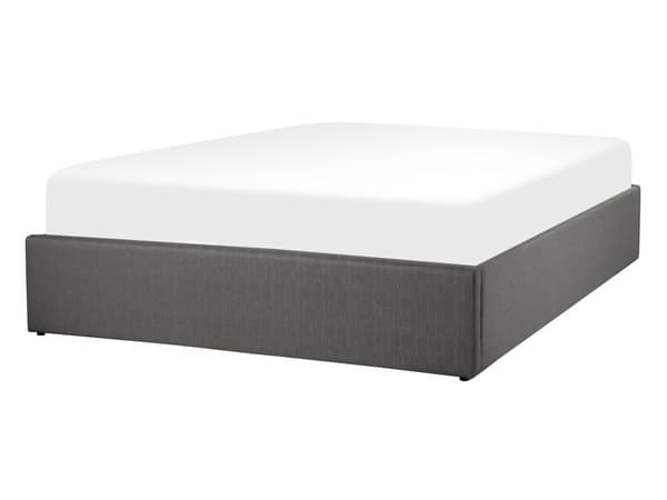 Seng Grå Polstret Sengestel 140 x 200 cm 1 5 mands enkeltseng med Opbevaring og Lamelbund uden Gavl til Soveværelse Indretning Design Kvalitet