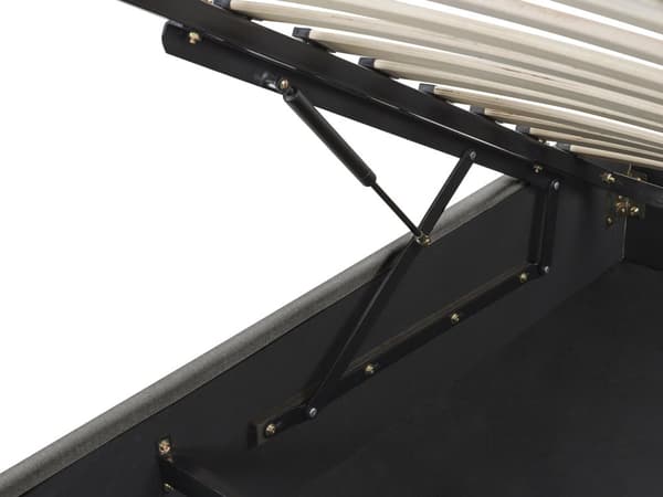 Seng Grå Polstret Sengestel 140 x 200 cm 1 5 mands enkeltseng med Opbevaring og Lamelbund uden Gavl til Soveværelse Indretning Design Kvalitet