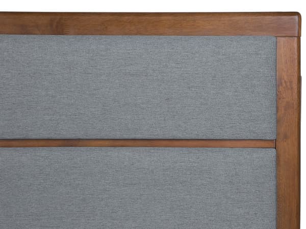 Seng Mørkt Træ Grå Polyester 160 x 200 cm Dobbeltseng med Høj Sengegavl Rustikt Design Soveværelse Træseng med Koniske Ben Inspiration