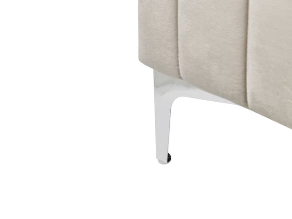 Beige grå velourpolstret seng 160 x 200 cm quiltet hovedgærde metalben moderne design
