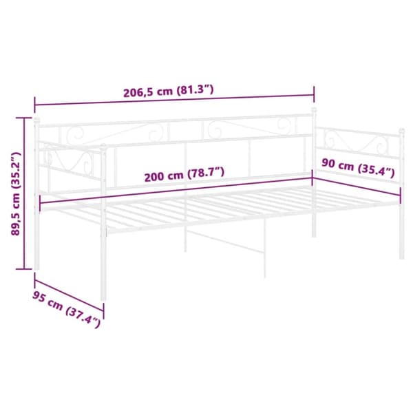 vidaXL Ramme til sovesofa hvit metall 90x200 cm