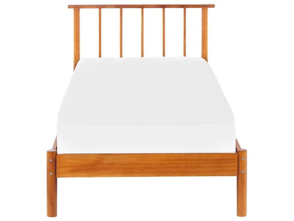 Seng Lyst fyrretræ 90 x 200 cm med Sengegavl Lamelramme til to personer Minimalistisk Dobbeltseng Rustik Soveværelse Indretning