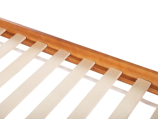 Seng Lyst fyrretræ 90 x 200 cm med Sengegavl Lamelramme til to personer Minimalistisk Dobbeltseng Rustik Soveværelse Indretning