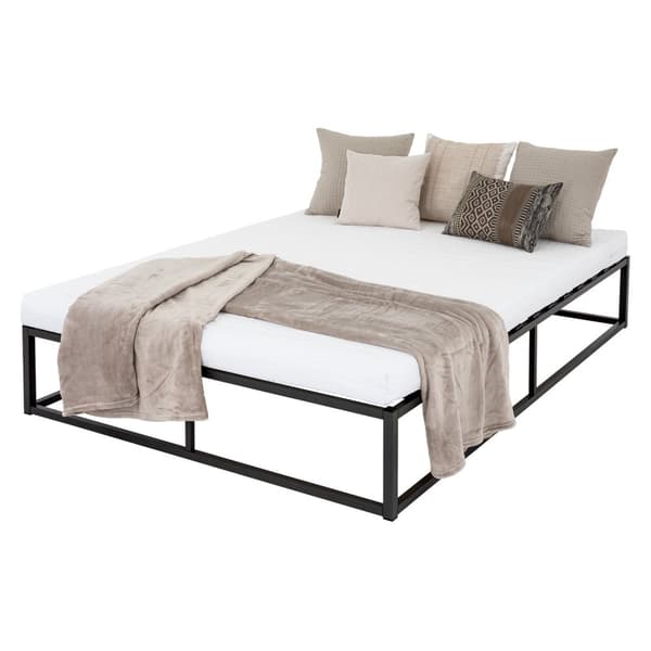 ML Design metal seng 140x200cm på stålramme med slattedramme, sort, sengelamme lavet af metal, robust, lysmontering, seng til soveværelse