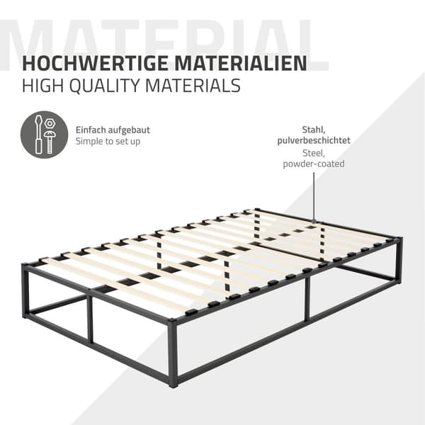 ML Design Metalbädd 120x200cm på stålram med slattram, svart, sängram av metall, robust, ljusmontering, säng för barns sovrum tonåringar vuxna
