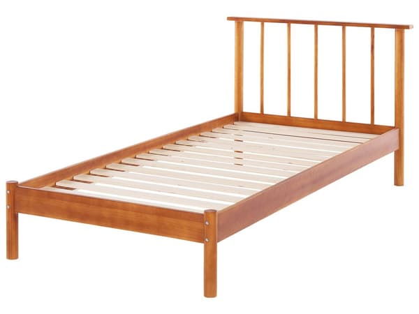 Sänky ruskea mänty puu 90 x 200 cm sängynpääty sälepohja minimalistinen rustiikki tyyli