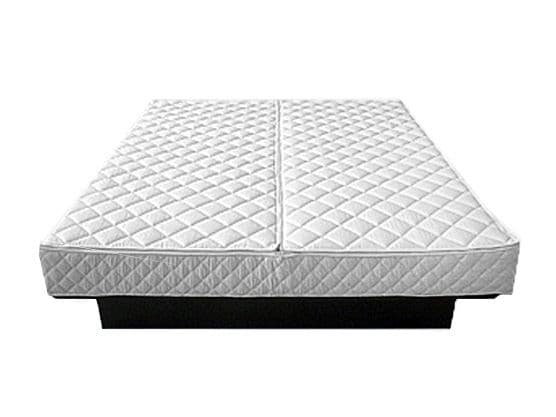 Vattensäng med Sängbord Konstläder Vit 160 x 200 cm King Size Låg Profil Japandi Sovrum