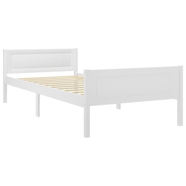 vidaXL Sängram massiv furu vit 90x200 cm