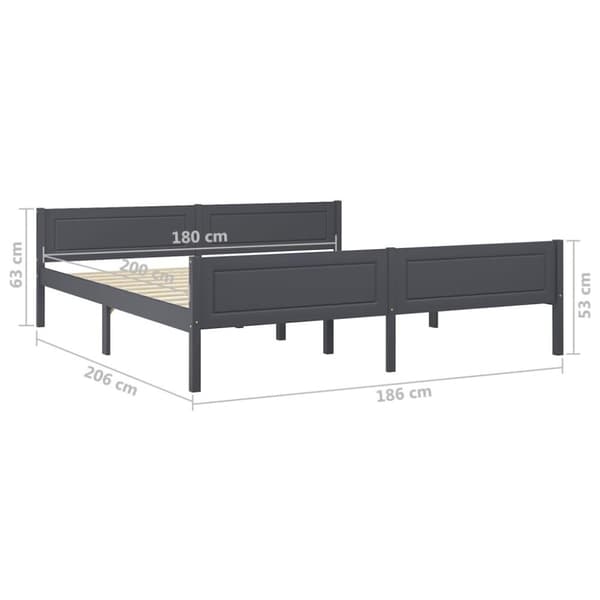 vidaXL Sengeramme heltre furu grå 180x200 cm
