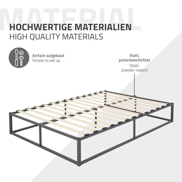 ML Design Metal Bed 140x200cm teräsrunko, jossa on slotted runko, antrasiitti, metallinen sänky runko, tukeva, kevyt asennus