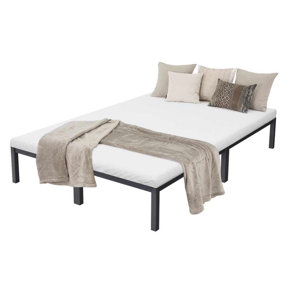 ML Design metallbädd 140x200cm på stålram med slattram, antracit, metallbäddsram, robust, ljusmontering, säng för sovrum av tonåringar, vuxna