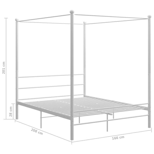 vidaXL Himmelsengeramme hvit metall 160x200 cm