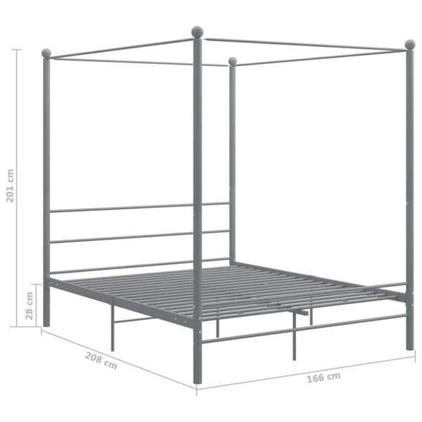 vidaXL Himmelsengeramme grå metall 160x200 cm