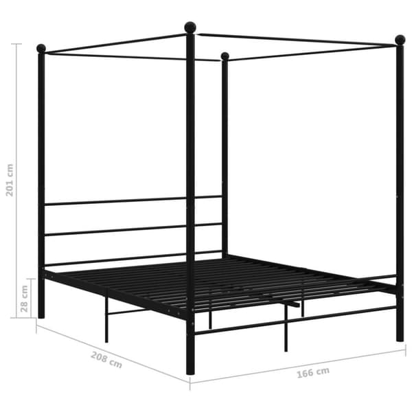 vidaXL Himmelsäng svart metall 160x200 cm