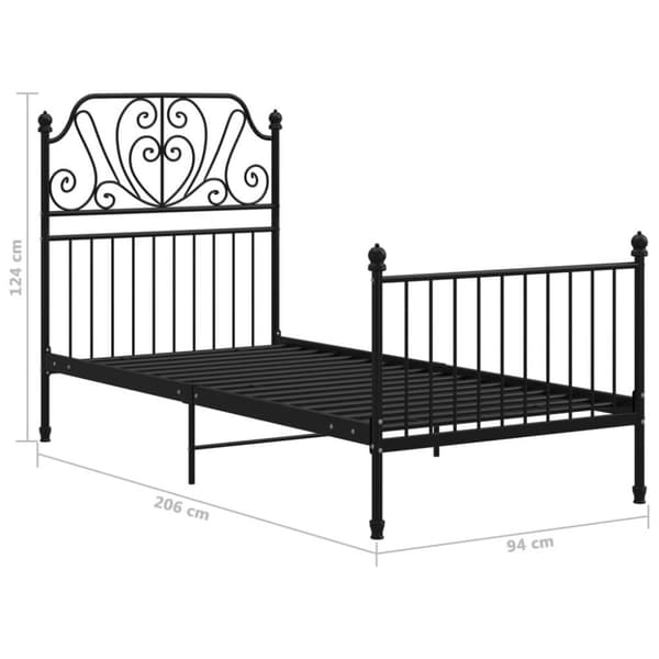 vidaXL Sängram svart metall 90x200 cm