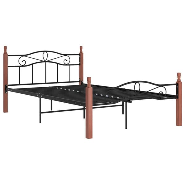 vidaXL Sengeramme svart metall og heltre eik 120x200 cm