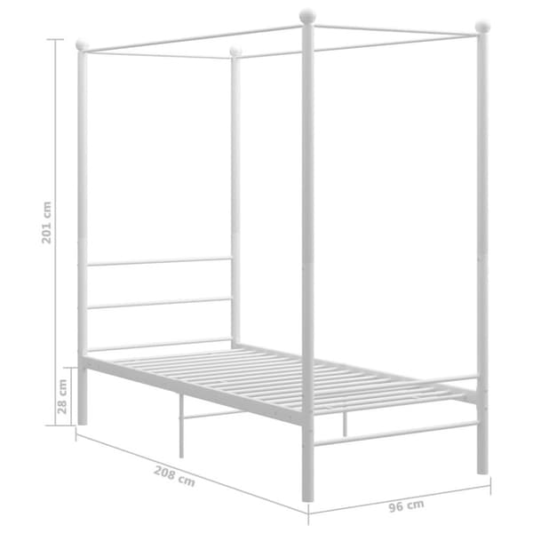 vidaXL sengestel til himmelseng 90x200 cm metal hvid